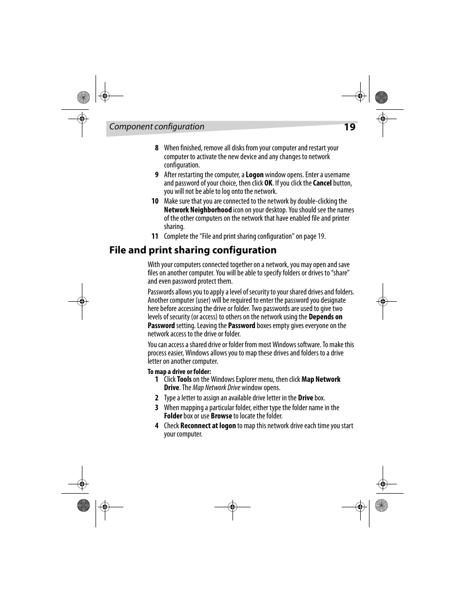 File and print sharing configuration | Dynex DX-E201 User Manual | Page 19 / 89