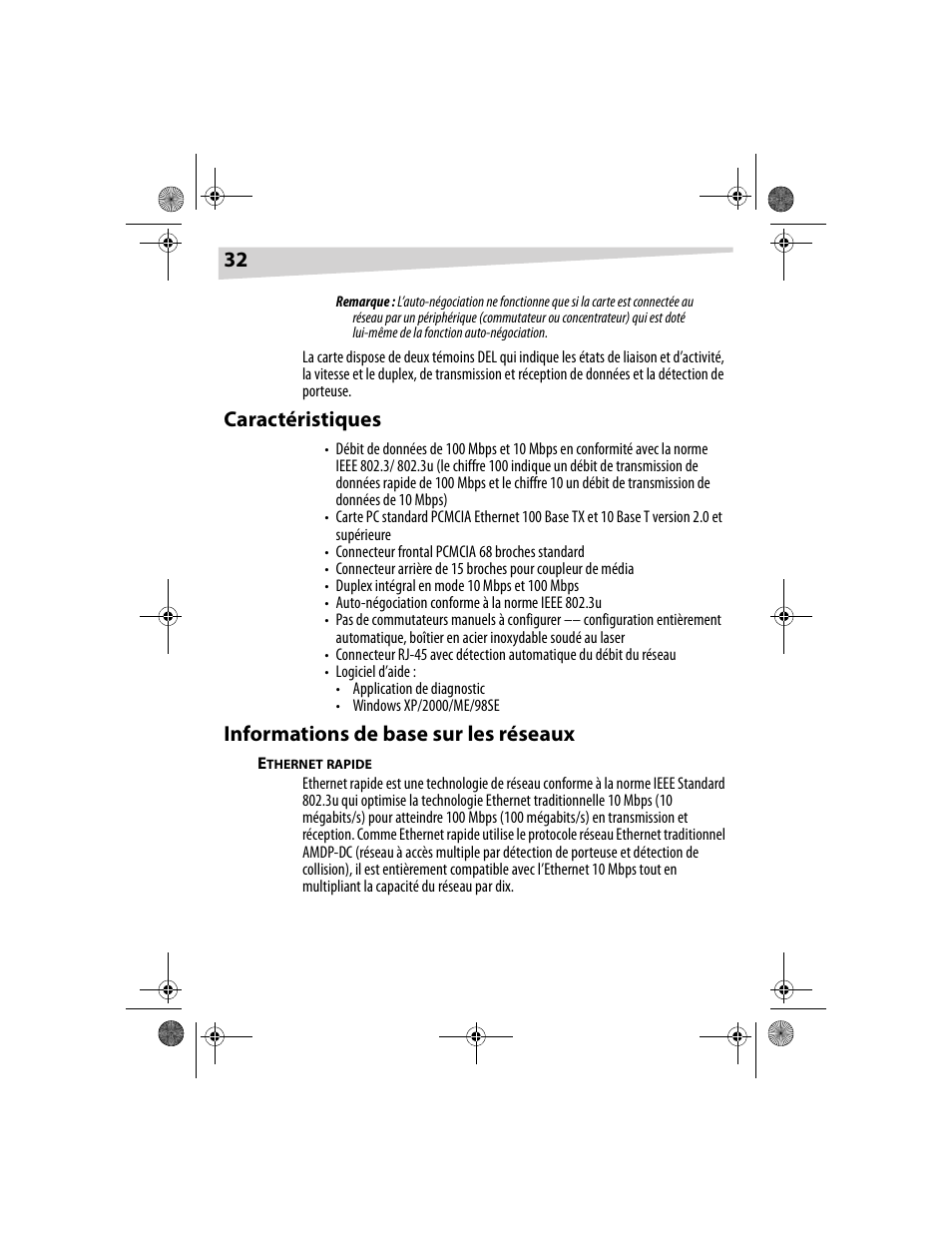 Caractéristiques, Informations de base sur les réseaux | Dynex DX-E201 User Manual | Page 32 / 89