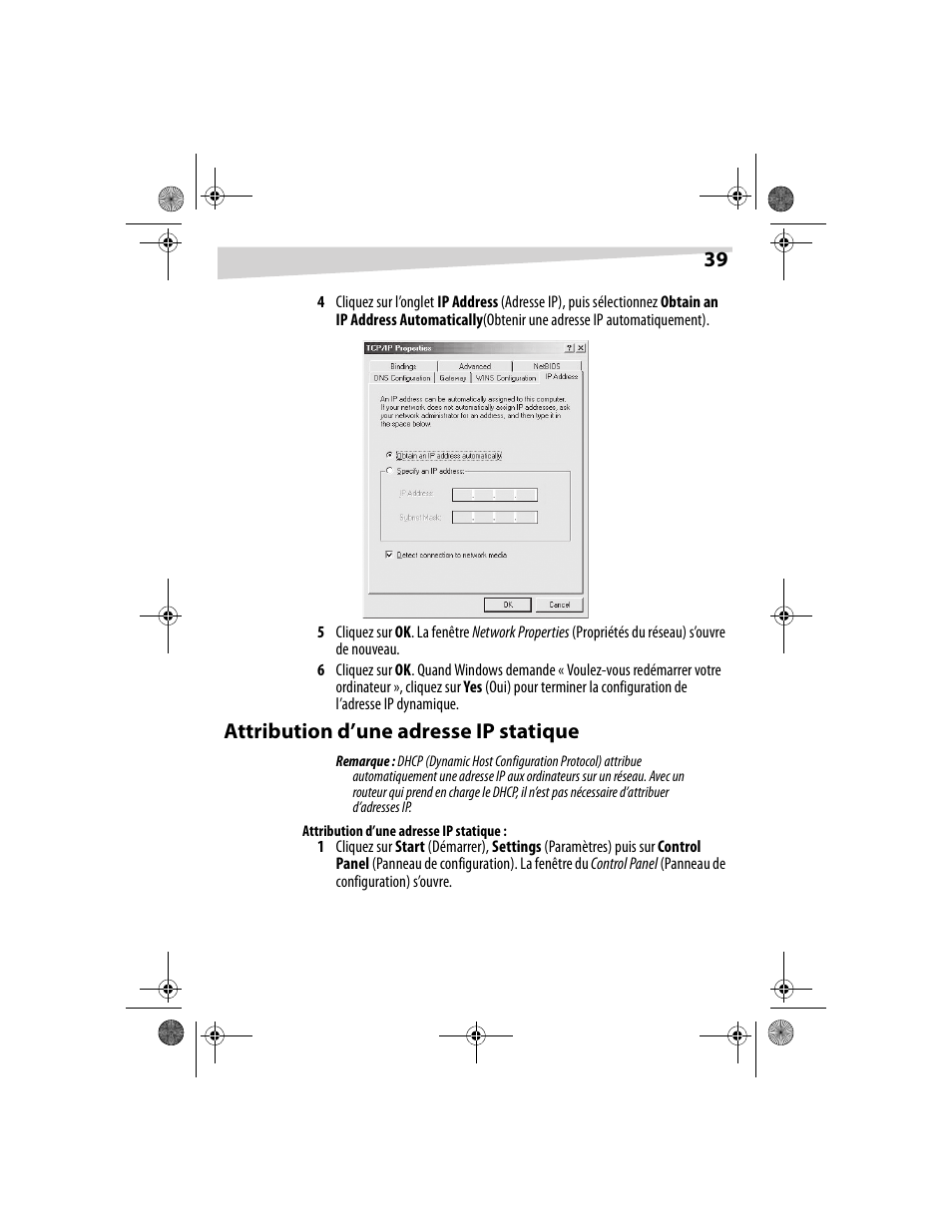Attribution d’une adresse ip statique | Dynex DX-E201 User Manual | Page 39 / 89