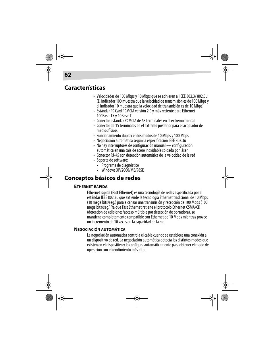 62 características, Conceptos básicos de redes | Dynex DX-E201 User Manual | Page 62 / 89