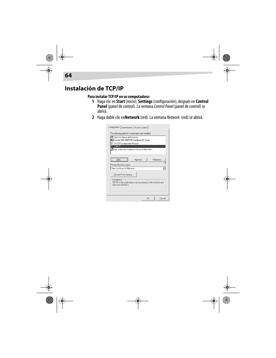 64 instalación de tcp/ip | Dynex DX-E201 User Manual | Page 64 / 89