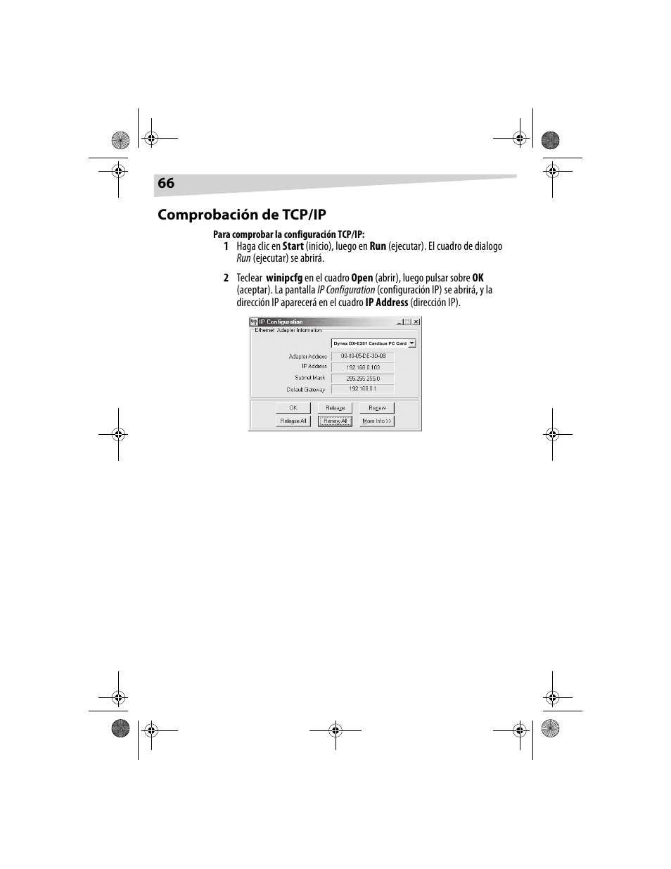 66 comprobación de tcp/ip | Dynex DX-E201 User Manual | Page 66 / 89