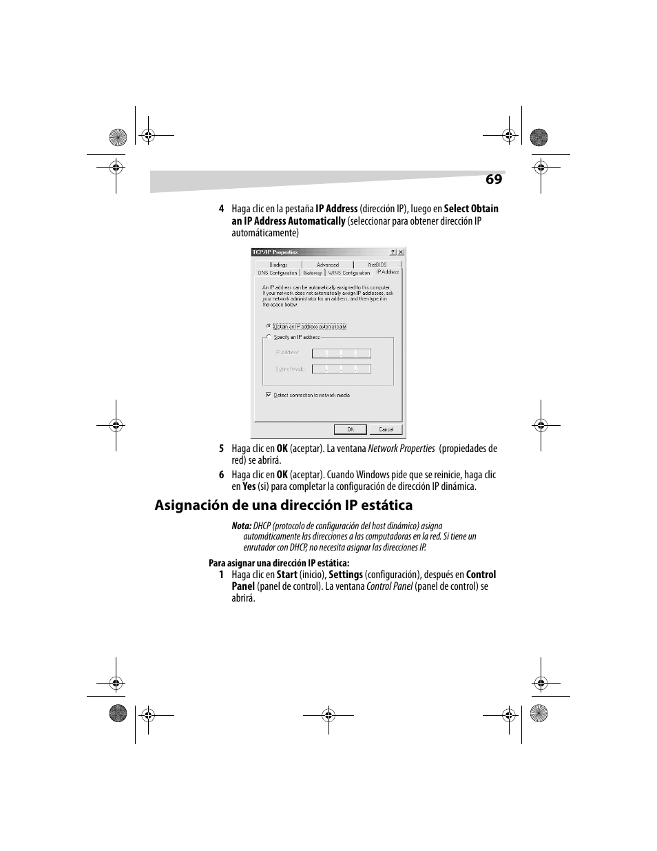 Asignación de una dirección ip estática | Dynex DX-E201 User Manual | Page 69 / 89
