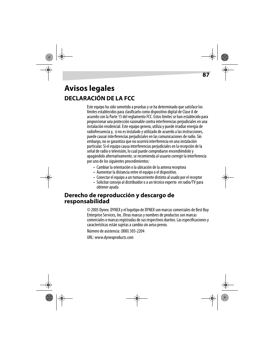 Avisos legales | Dynex DX-E201 User Manual | Page 87 / 89