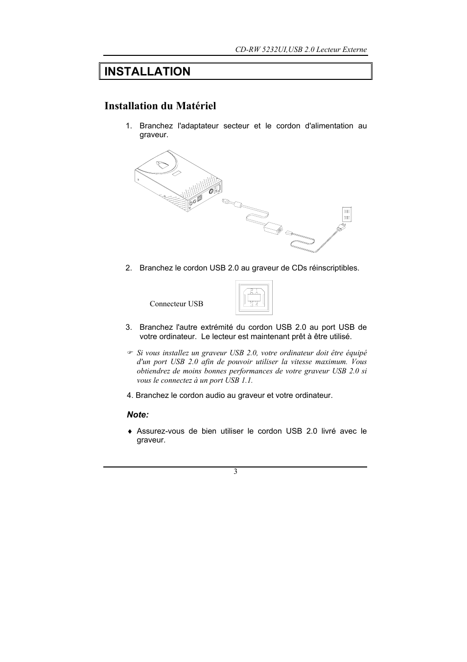 Installation, Installation du matériel | Dynex DX-ECDRW100 User Manual | Page 23 / 50