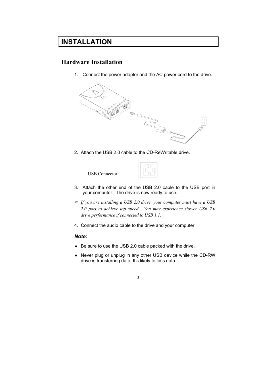 Installation, Hardware installation | Dynex DX-ECDRW100 User Manual | Page 7 / 50