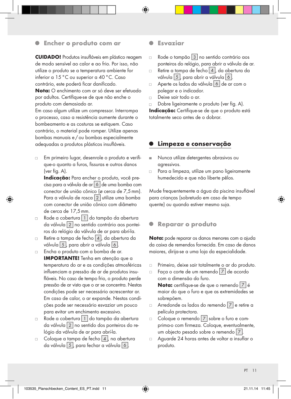 Encher o produto com ar, Esvaziar, Limpeza e conservação | Reparar o produto | Crivit Z31953 User Manual | Page 11 / 19