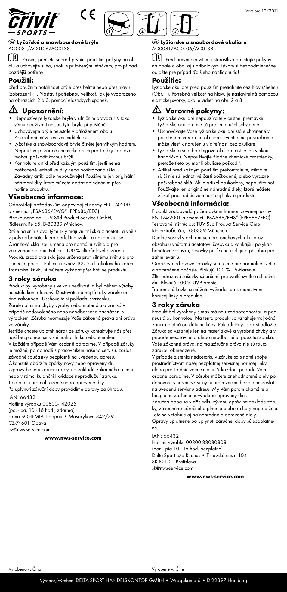 Použitie, Varovné pokyny, Všeobecná informácia | 3 roky záruka, Použití, Upozornění, Všeobecná informace | Crivit AG0081 User Manual | Page 3 / 4
