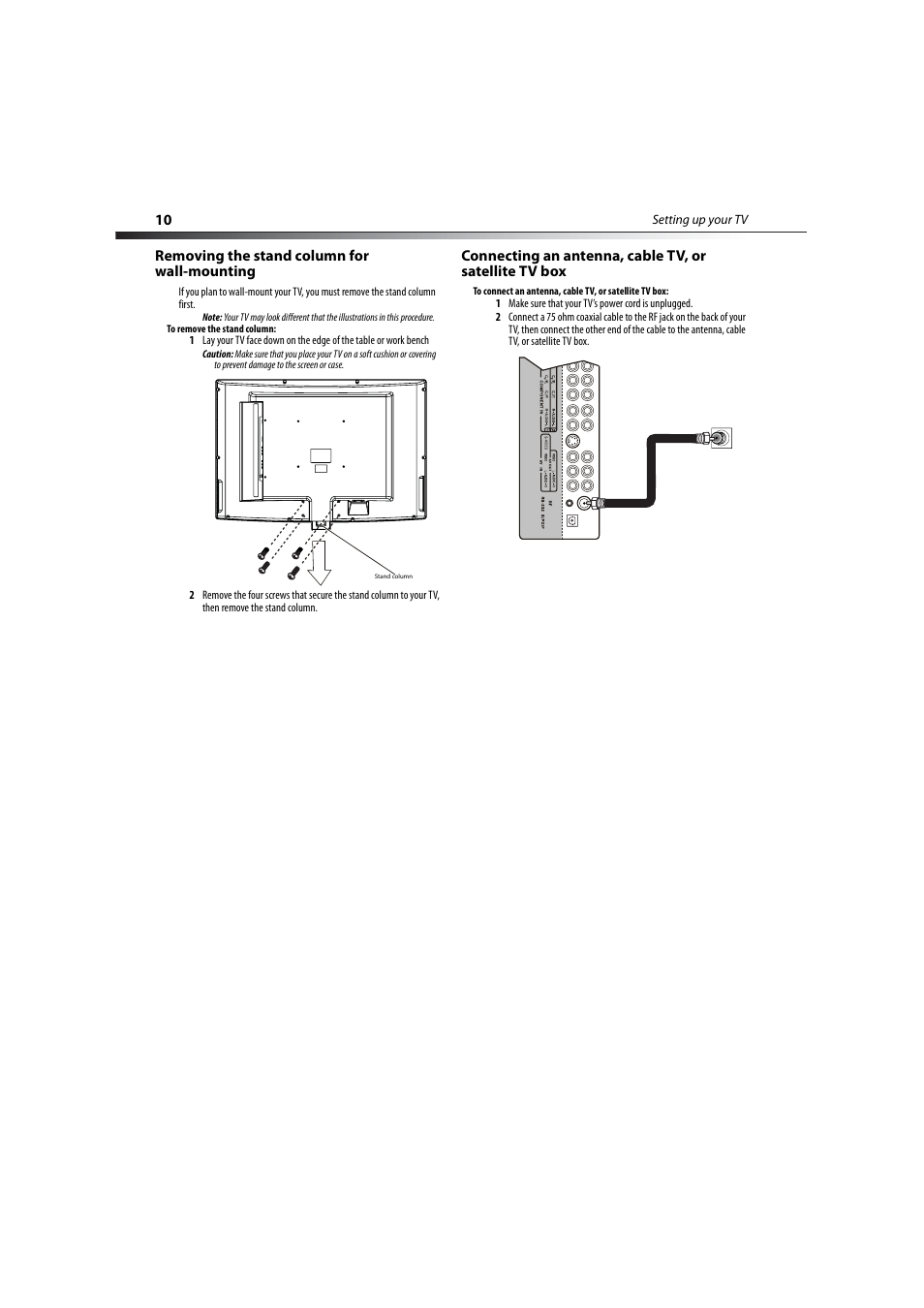 Removing the stand column for wall-mounting | Dynex DX-LCD37-09-2 User Manual | Page 10 / 36