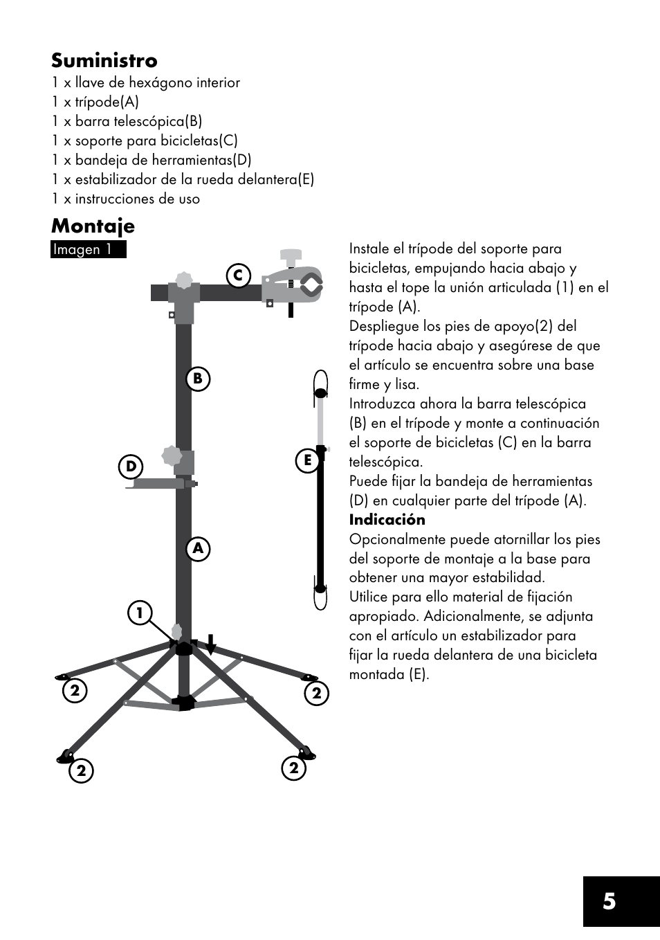5suministro, Montaje | Crivit FM-1401 User Manual | Page 5 / 24