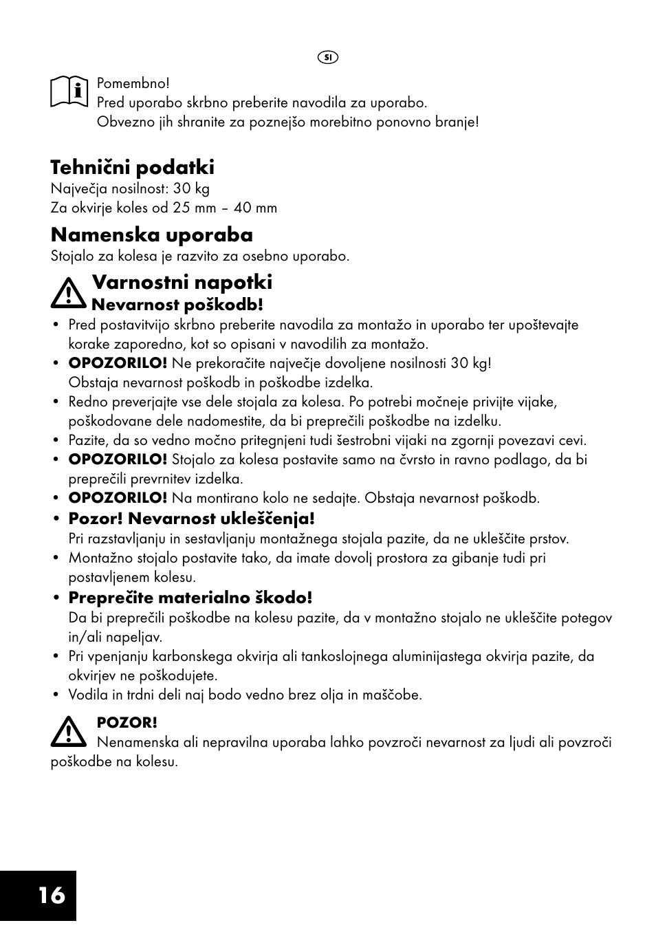 Tehnični podatki, Namenska uporaba, Varnostni napotki | Crivit FM-1401 User Manual | Page 16 / 28