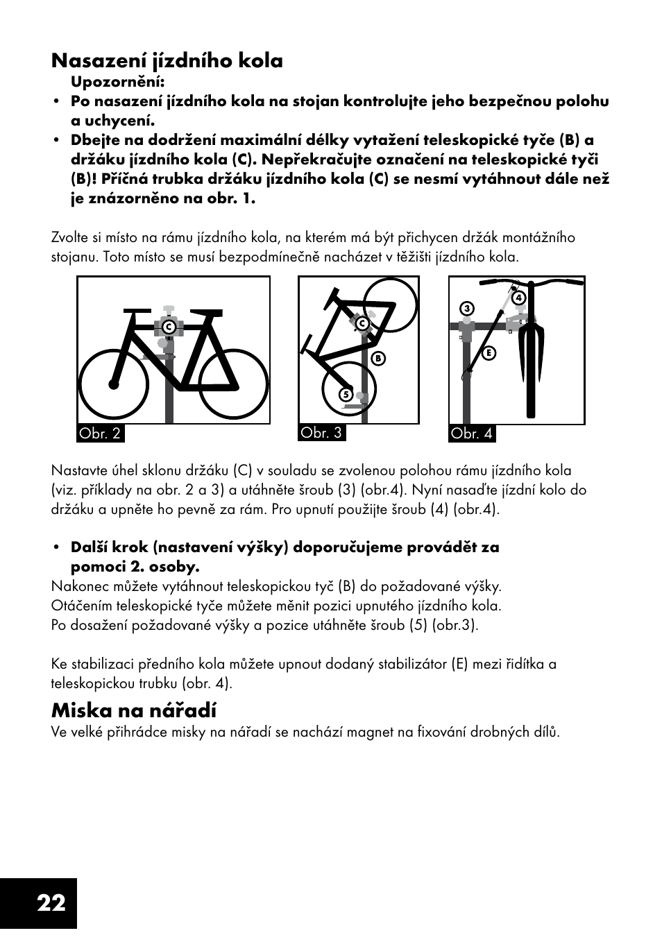 22 nasazení jízdního kola, Miska na nářadí | Crivit FM-1401 User Manual | Page 22 / 28