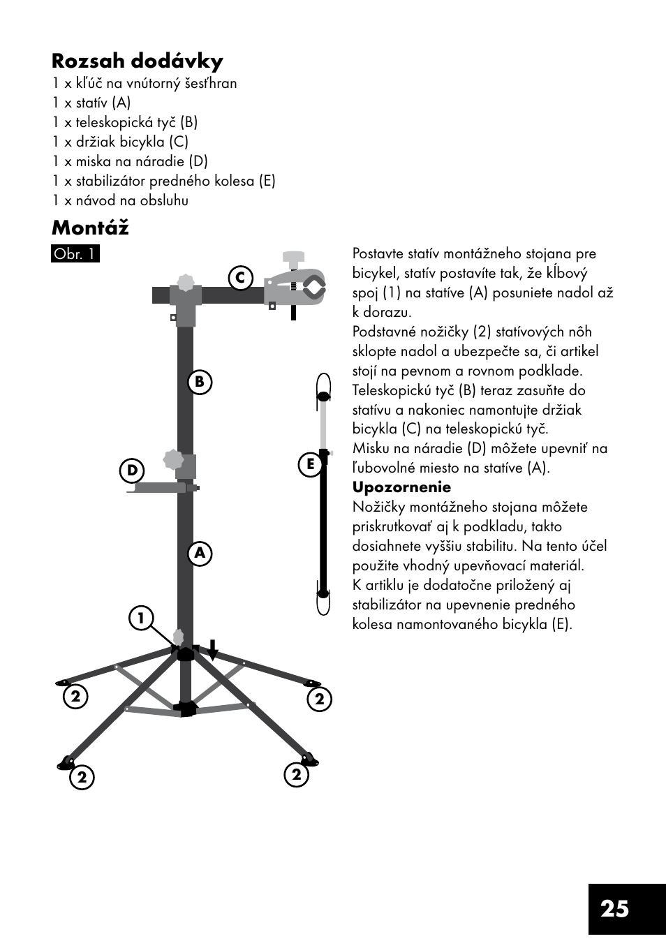 25 rozsah dodávky, Montáž | Crivit FM-1401 User Manual | Page 25 / 28