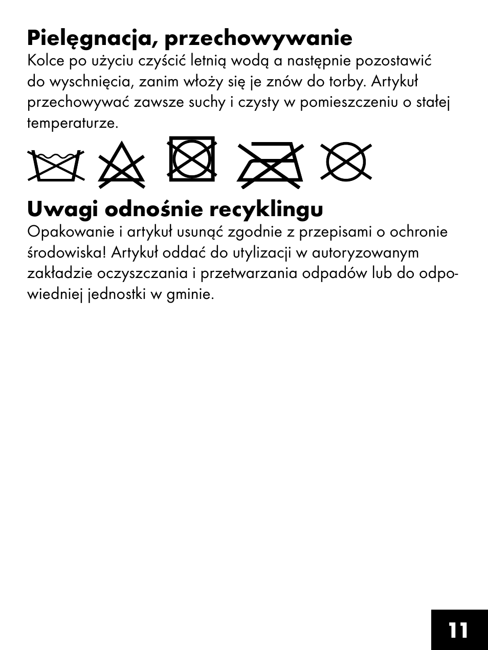 11 pielęgnacja, przechowywanie, Uwagi odnośnie recyklingu | Crivit FS-1425 User Manual | Page 11 / 32
