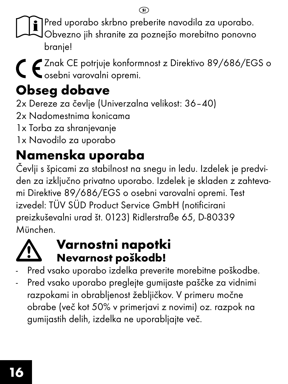 Obseg dobave, Namenska uporaba, Varnostni napotki | Crivit FS-1425 User Manual | Page 16 / 32