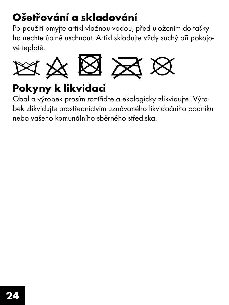 24 ošetřování a skladování, Pokyny k likvidaci | Crivit FS-1425 User Manual | Page 24 / 32