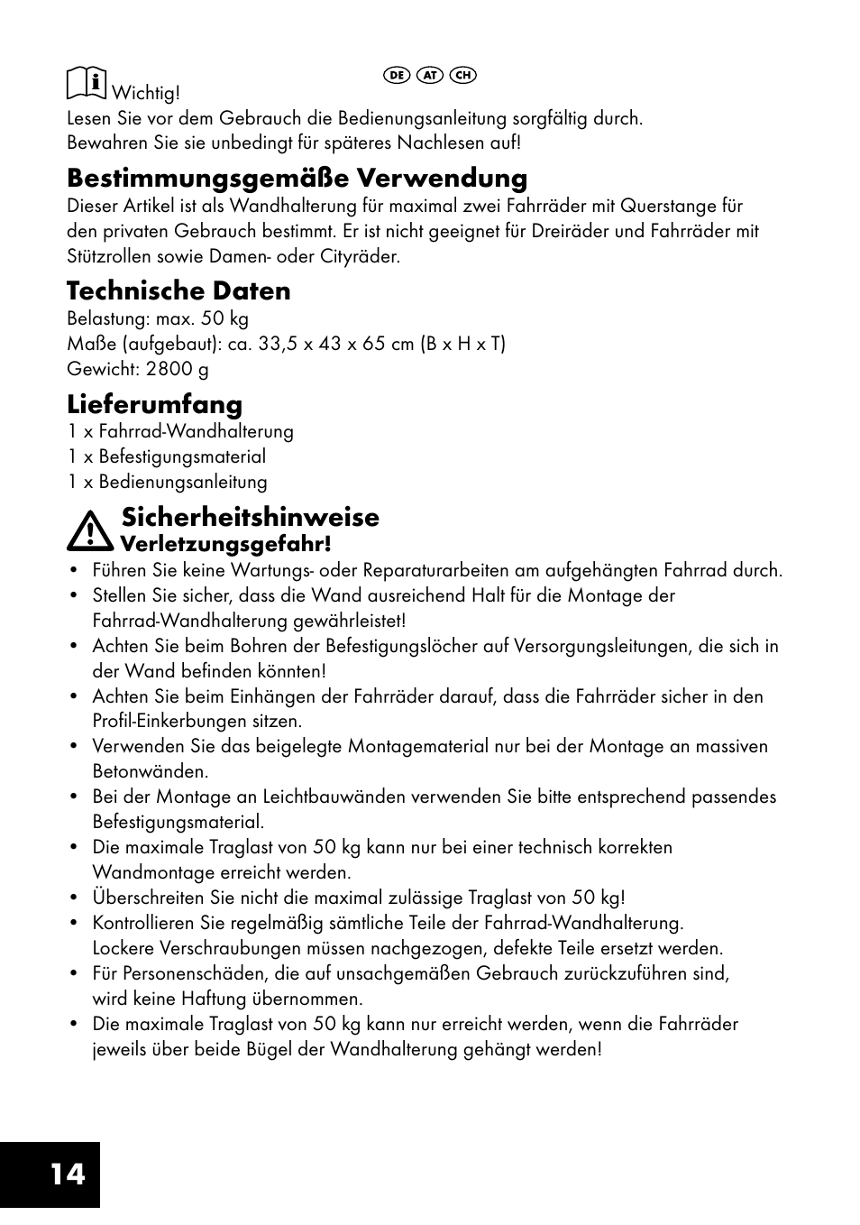 Bestimmungsgemäße verwendung, Technische daten, Lieferumfang | Sicherheitshinweise | Crivit FW-1399 User Manual | Page 14 / 20