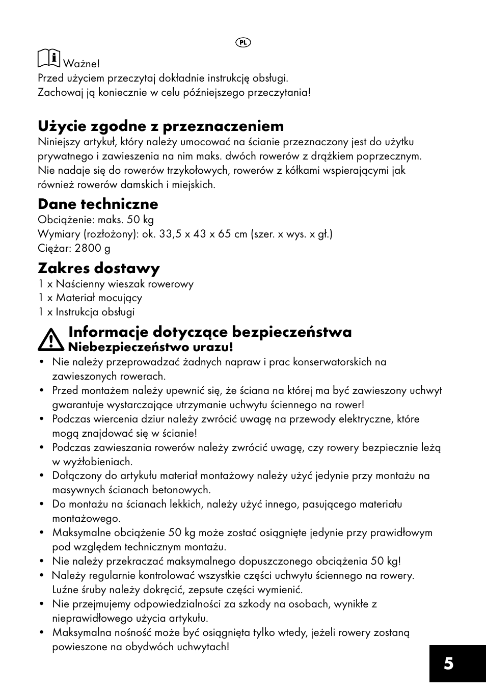 Użycie zgodne z przeznaczeniem, Dane techniczne, Zakres dostawy | Informacje dotyczące bezpieczeństwa | Crivit FW-1399 User Manual | Page 5 / 24