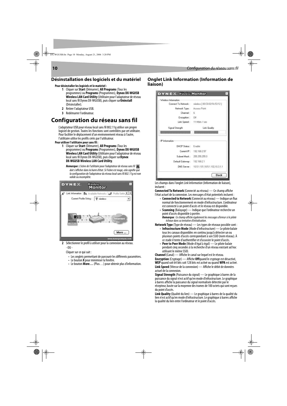 Configuration du réseau sans fil | Dynex DX-WGUSB User Manual | Page 10 / 20