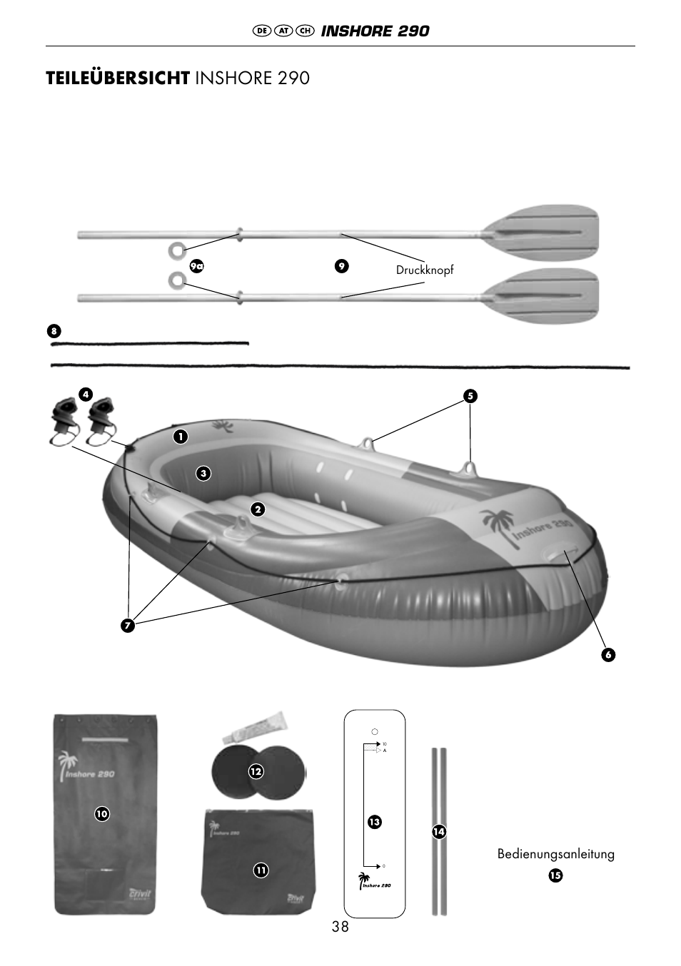 Teileübersicht inshore 290, Inshore 290, Bedienungsanleitung | Crivit 6-13 User Manual | Page 38 / 51
