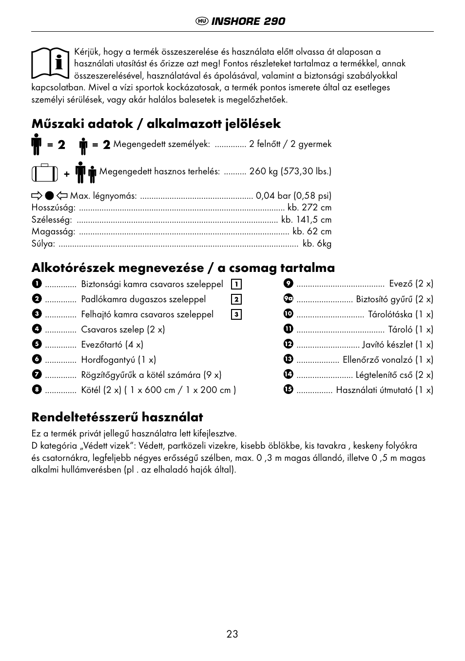 Műszaki adatok / alkalmazott jelölések, Alkotórészek megnevezése / a csomag tartalma, Rendeltetésszerű használat | Crivit 6-13 User Manual | Page 23 / 64