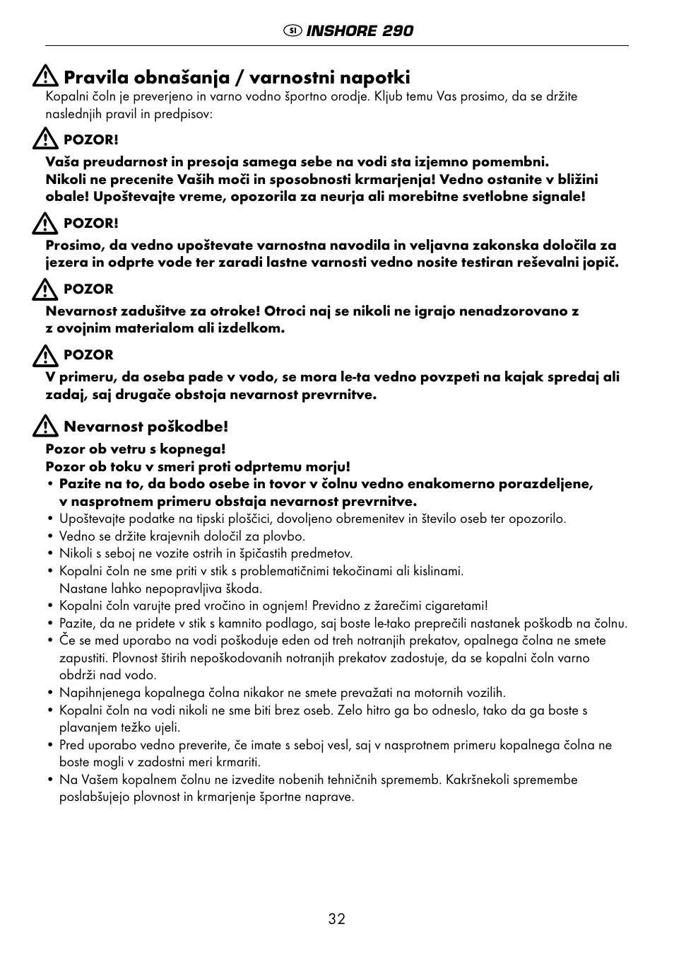 Pravila obnašanja / varnostni napotki | Crivit 6-13 User Manual | Page 32 / 64