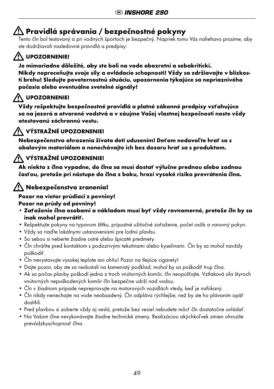 Pravidlá správania / bezpečnostné pokyny | Crivit 6-13 User Manual | Page 49 / 64