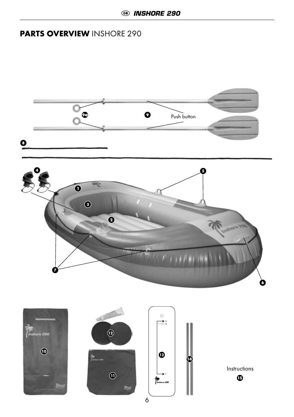 Parts overview inshore 290, Inshore 290, Instructions | Crivit 6-13 User Manual | Page 6 / 64