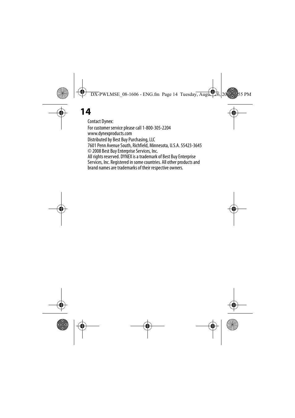 Dynex DX-PWLMSE User Manual | Page 14 / 16