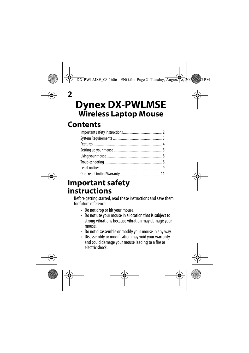 Dynex DX-PWLMSE User Manual | Page 2 / 16