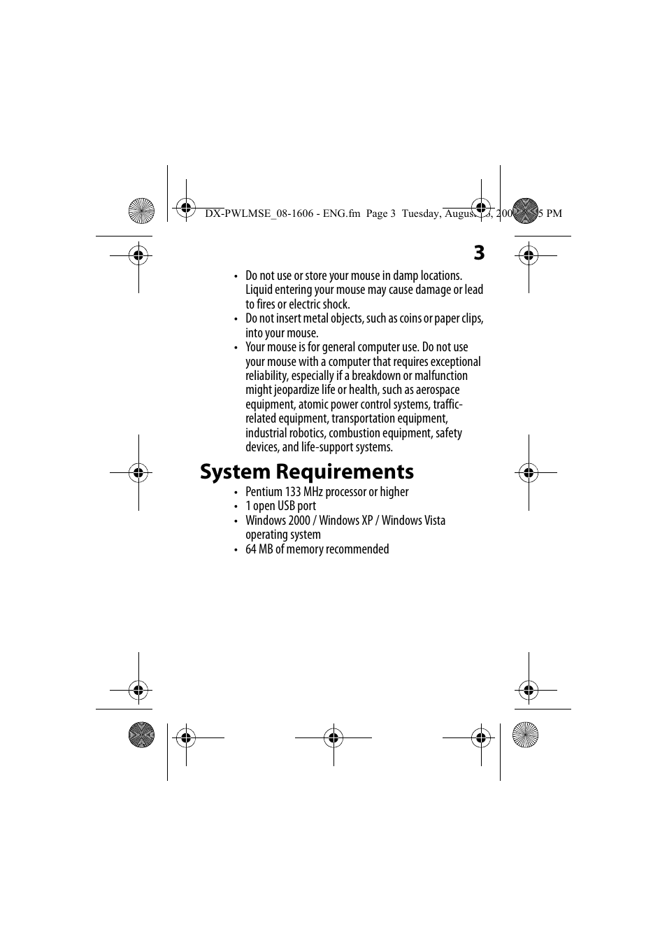 System requirements | Dynex DX-PWLMSE User Manual | Page 3 / 16