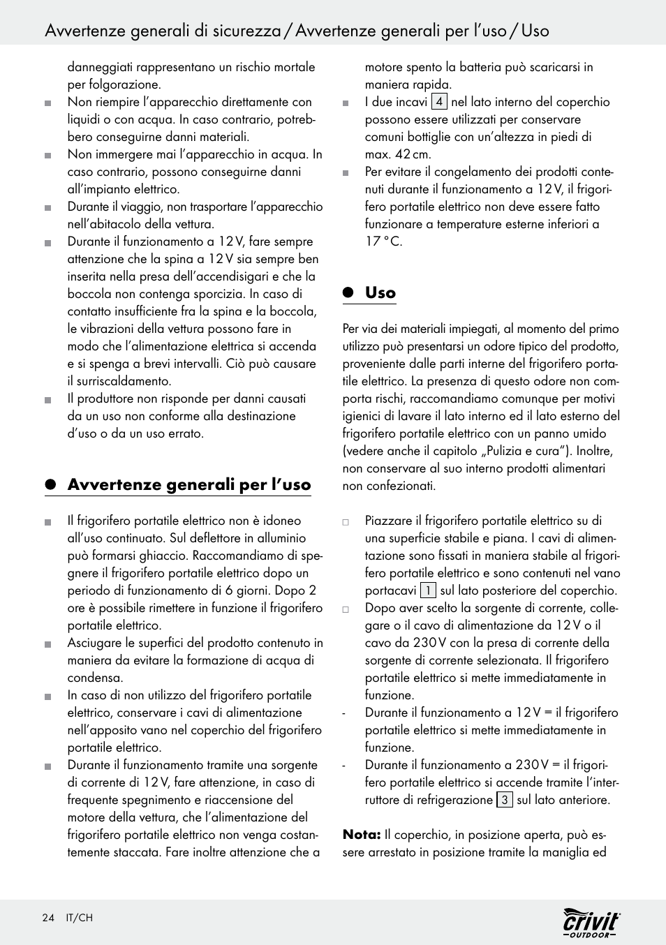 Avvertenze generali per l’uso | Crivit REK 230 C2 User Manual | Page 23 / 44