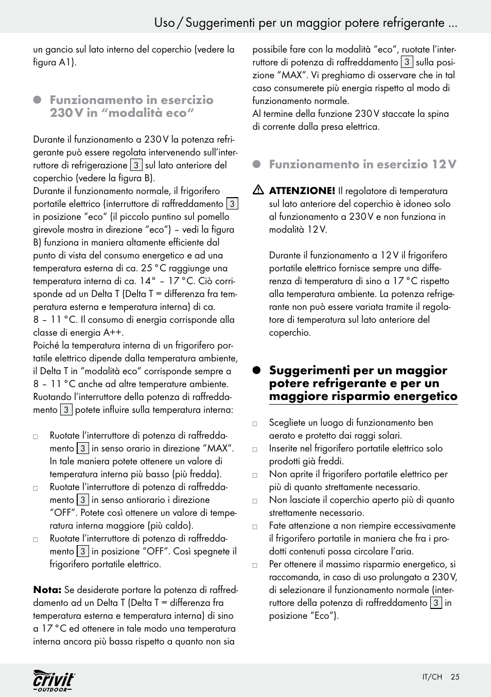 Funzionamento in esercizio 230 v in “modalità eco, Funzionamento in esercizio 12 v | Crivit REK 230 C2 User Manual | Page 24 / 44