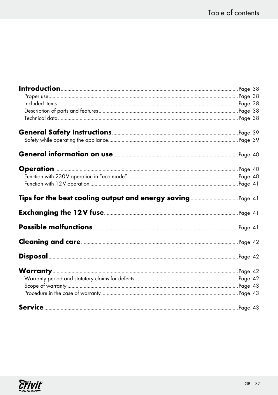 Crivit REK 230 C2 User Manual | Page 36 / 44