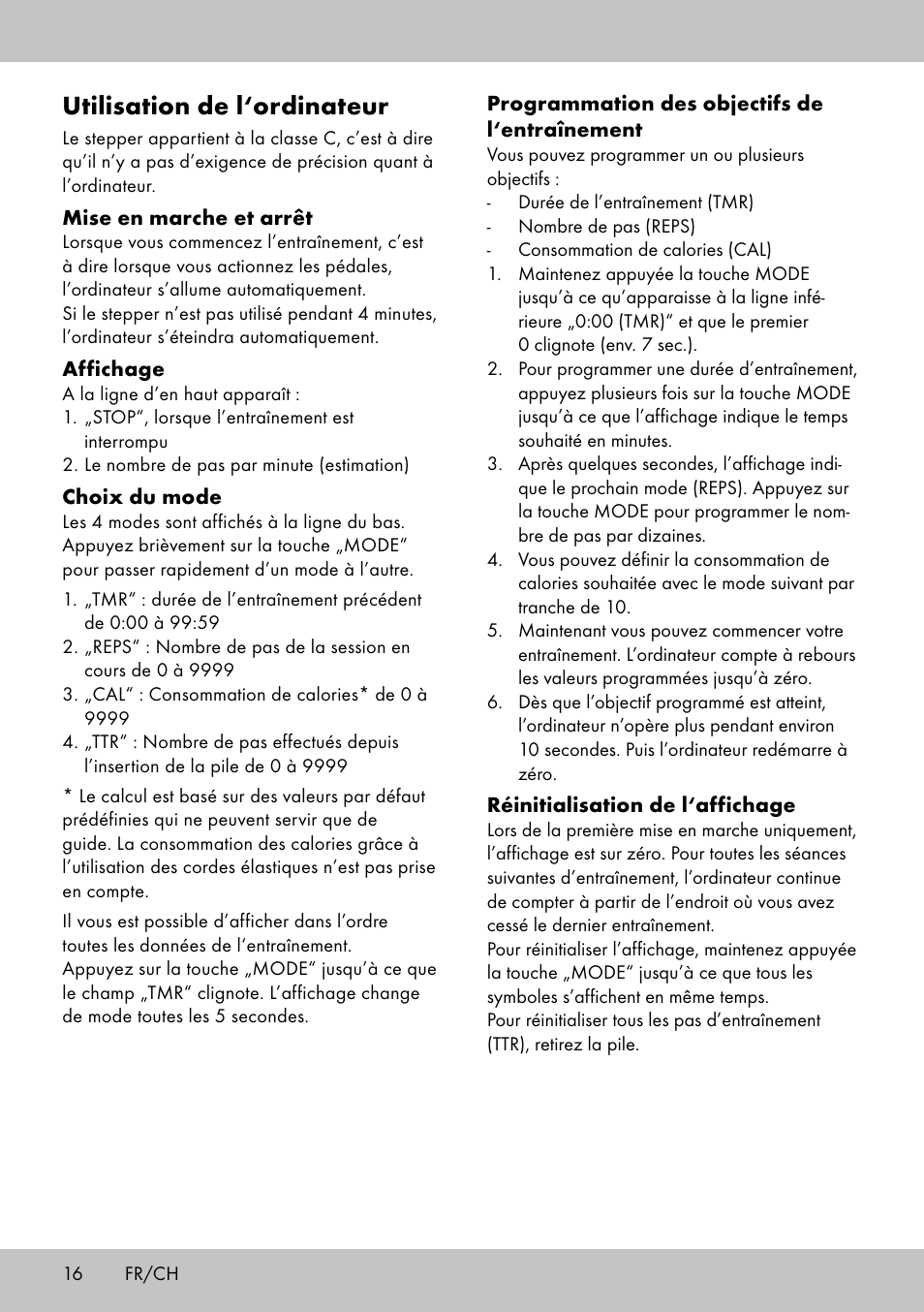 Utilisation de l‘ordinateur | Crivit SW-1652 User Manual | Page 14 / 42