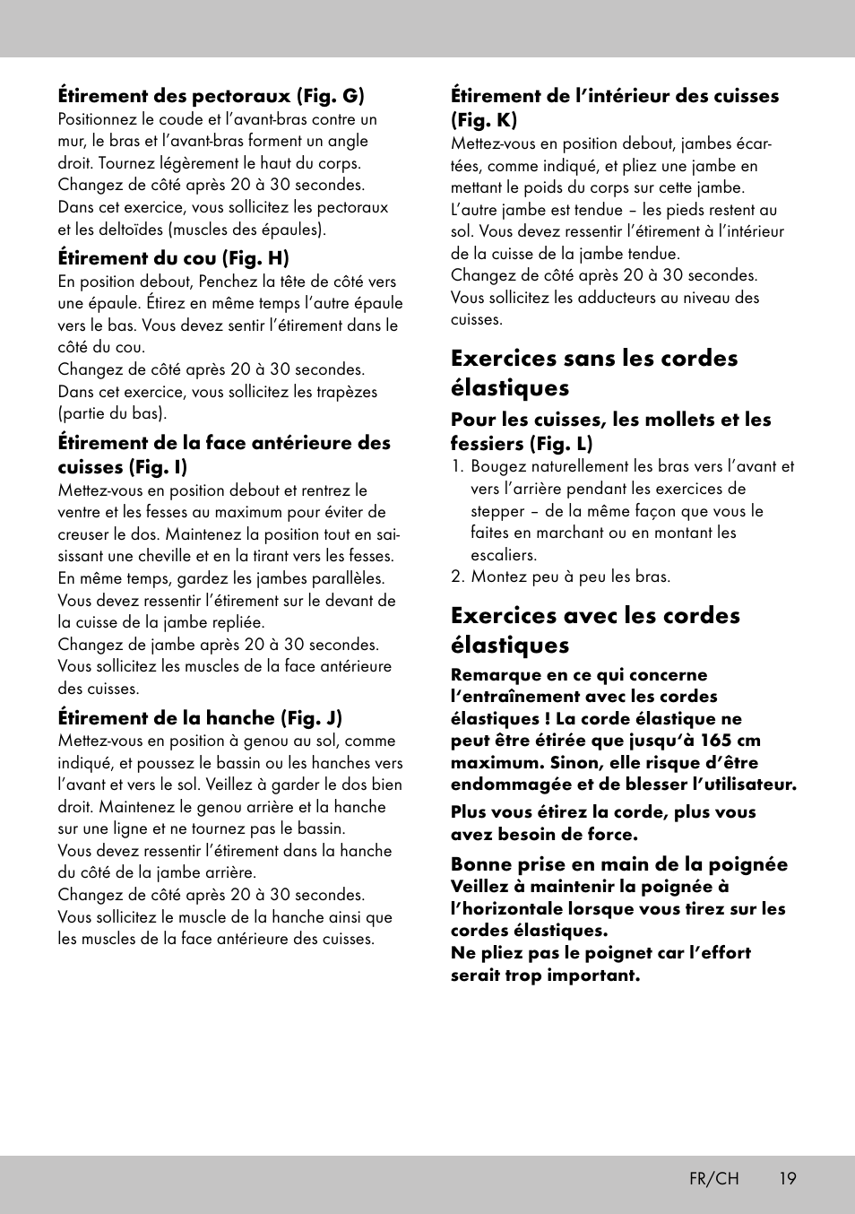 Exercices sans les cordes élastiques, Exercices avec les cordes élastiques | Crivit SW-1652 User Manual | Page 17 / 42