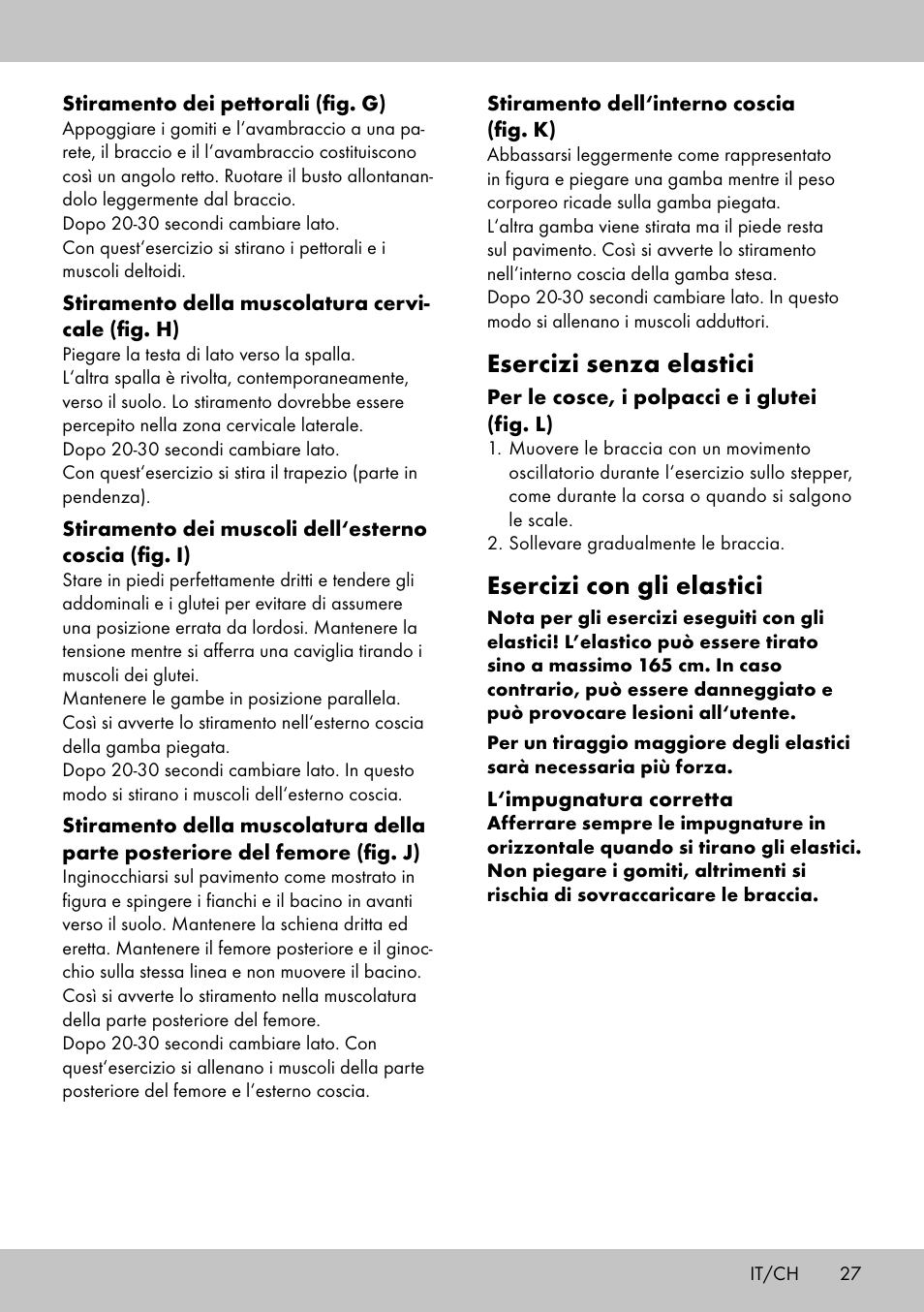 Esercizi senza elastici, Esercizi con gli elastici | Crivit SW-1652 User Manual | Page 25 / 42