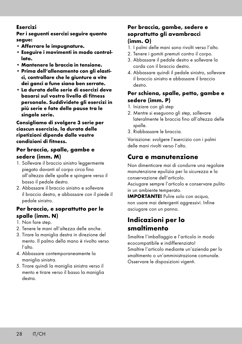 Cura e manutenzione, Indicazioni per lo smaltimento | Crivit SW-1652 User Manual | Page 26 / 42