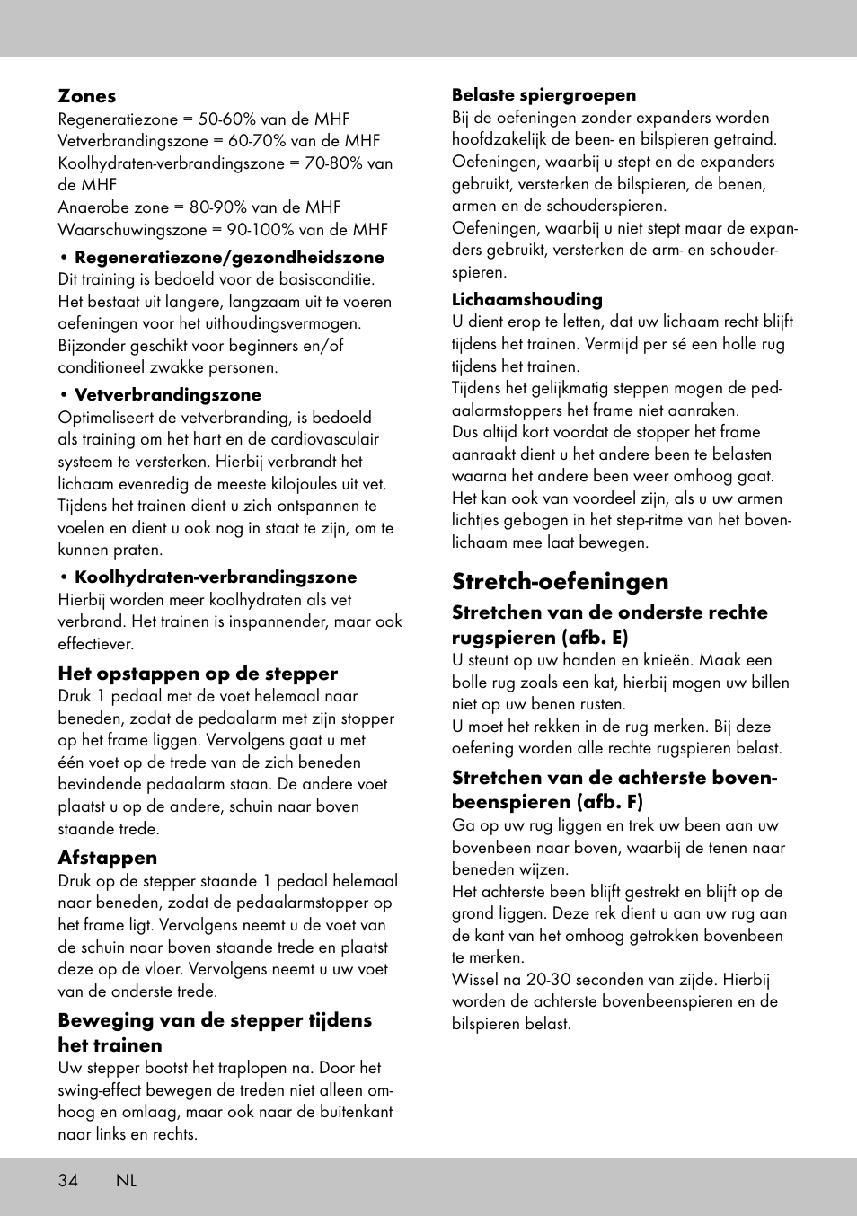 Stretch-oefeningen | Crivit SW-1652 User Manual | Page 32 / 42