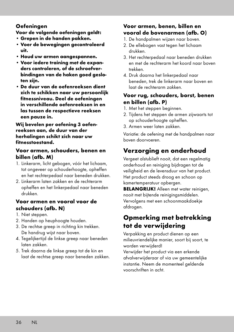 Verzorging en onderhoud, Opmerking met betrekking tot de verwijdering | Crivit SW-1652 User Manual | Page 34 / 42