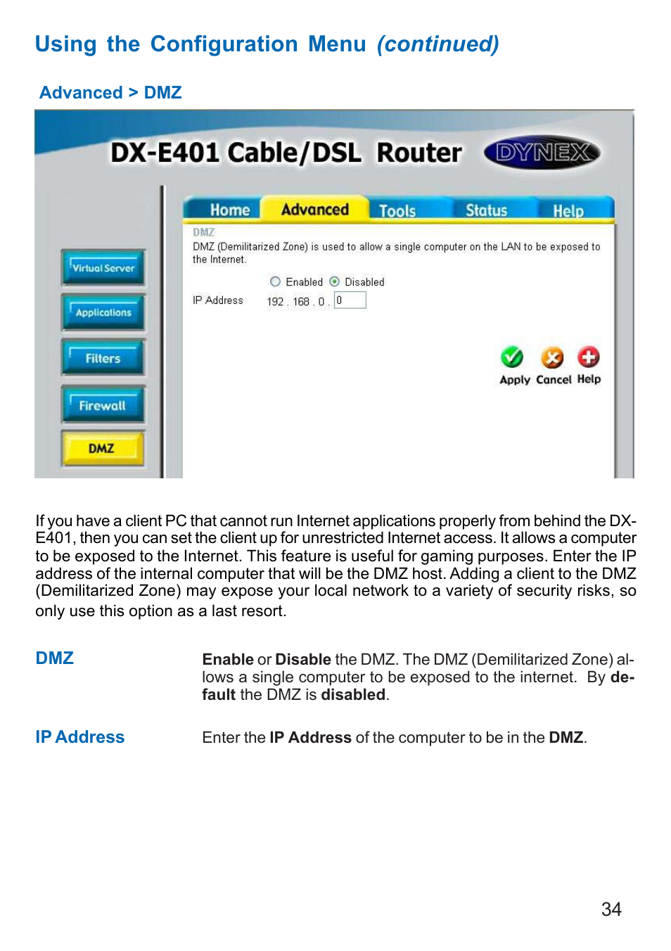 Using the configuration menu (continued) | Dynex DX-E401 User Manual | Page 34 / 72