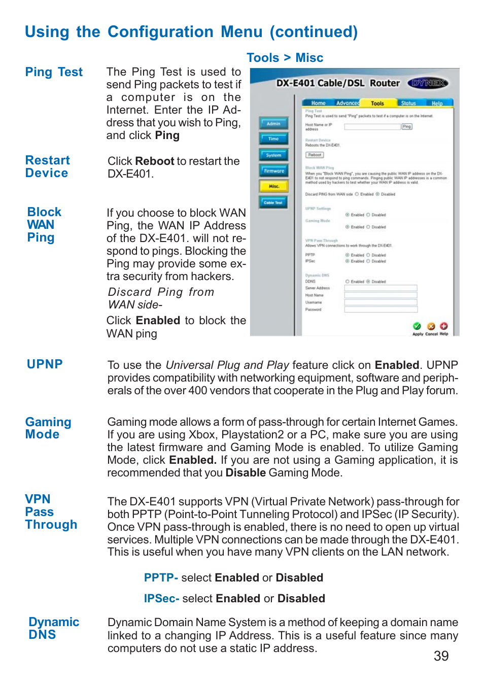 Using the configuration menu (continued) | Dynex DX-E401 User Manual | Page 39 / 72