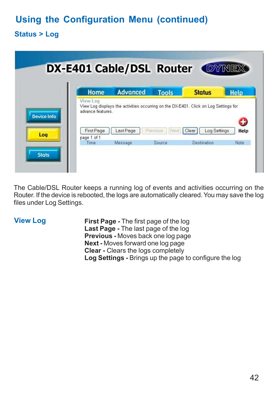 Using the configuration menu (continued) | Dynex DX-E401 User Manual | Page 42 / 72