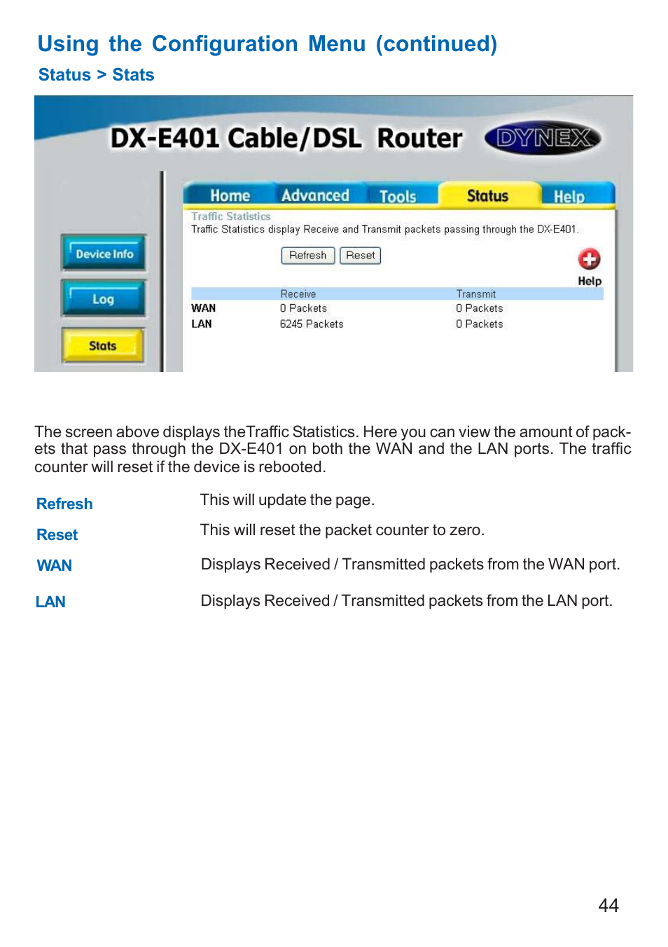 Using the configuration menu (continued) | Dynex DX-E401 User Manual | Page 44 / 72