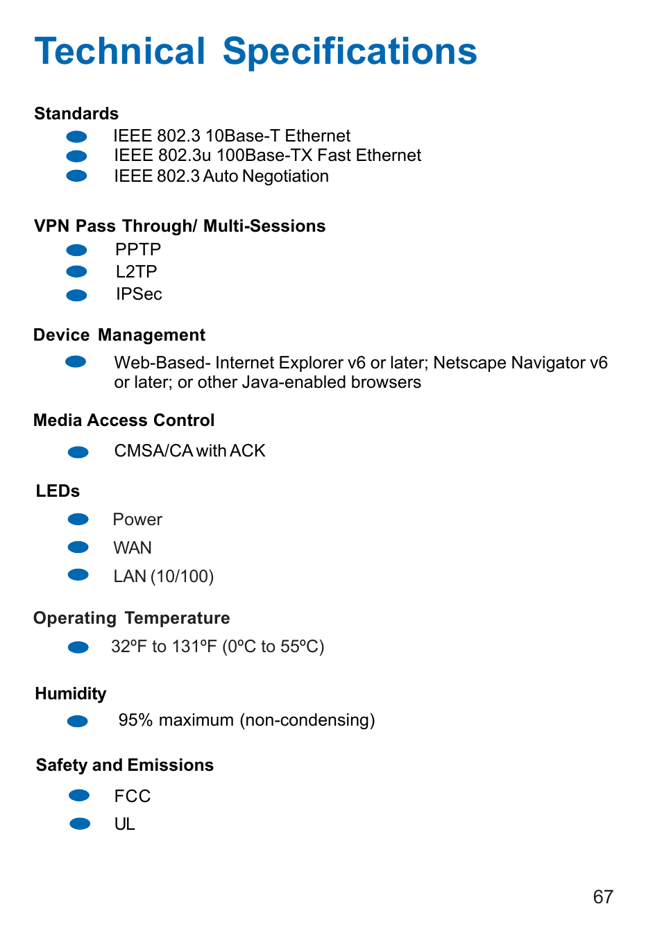 Technical specifications | Dynex DX-E401 User Manual | Page 67 / 72