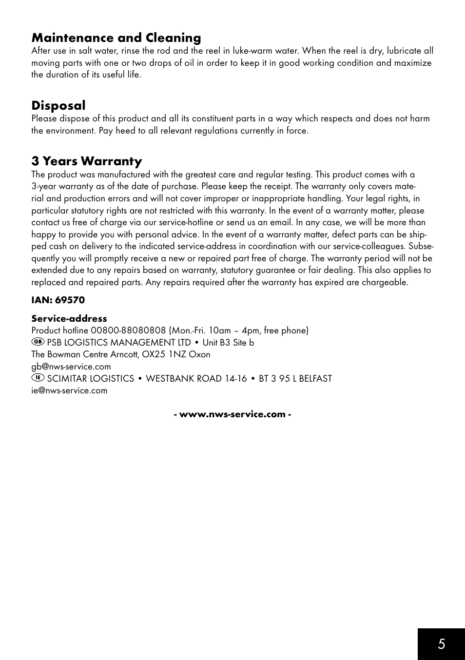 5maintenance and cleaning, Disposal, 3 years warranty | Crivit MS-1460 User Manual | Page 5 / 8