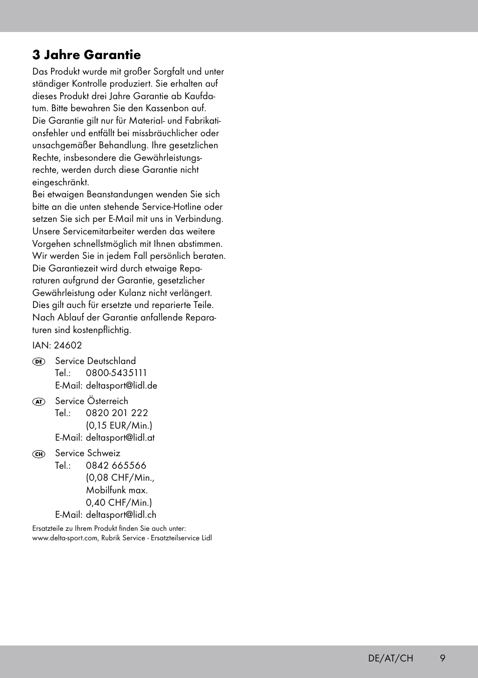 3 jahre garantie | Crivit TR-1433 User Manual | Page 7 / 26