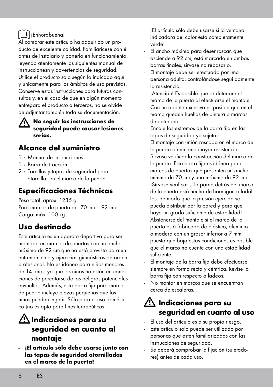 Alcance del suministro, Especificaciones téchnicas, Uso destinado | Indicaciones para su seguridad en cuanto al uso | Crivit TR-1433 User Manual | Page 4 / 26