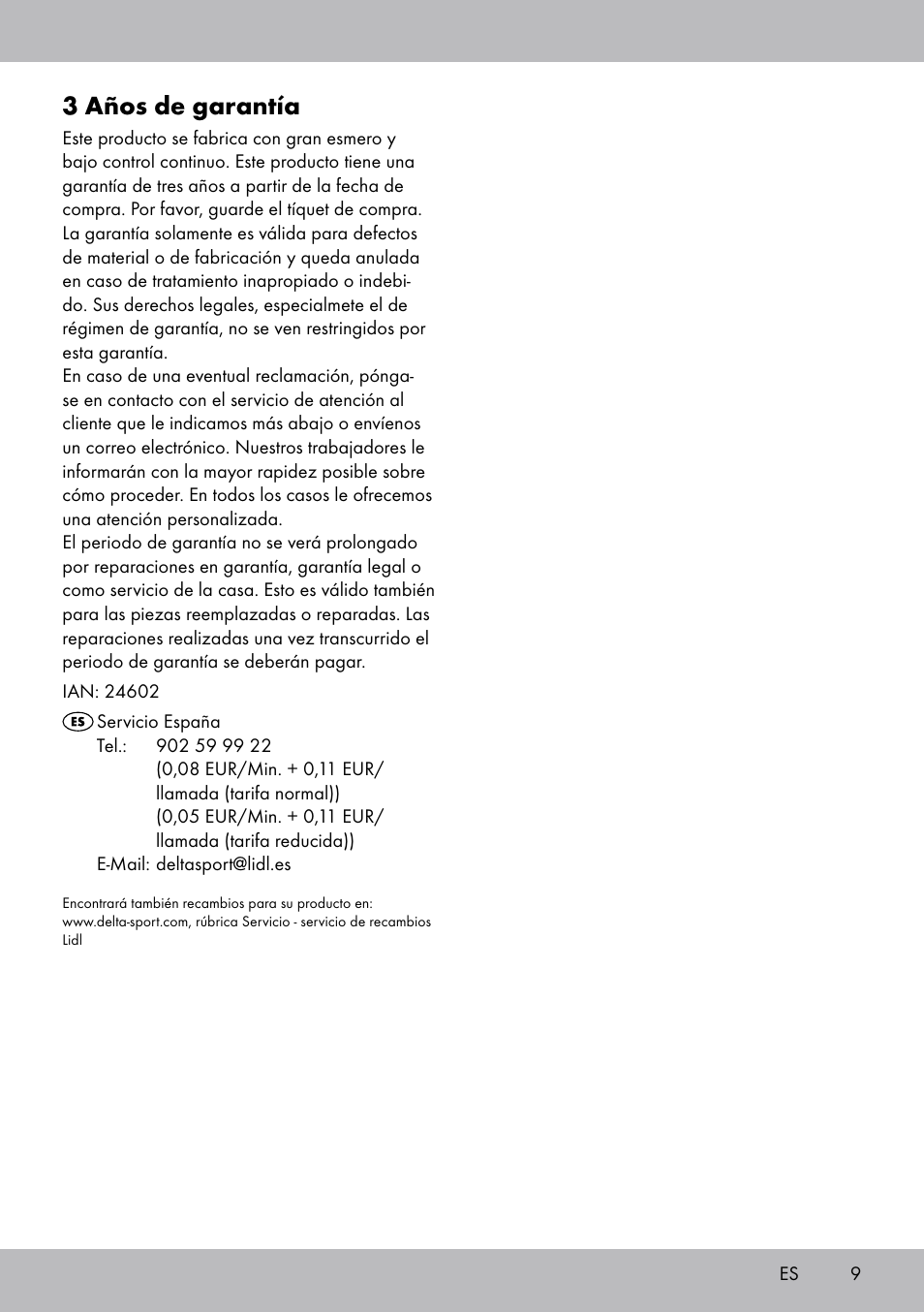 3 años de garantía | Crivit TR-1433 User Manual | Page 7 / 26