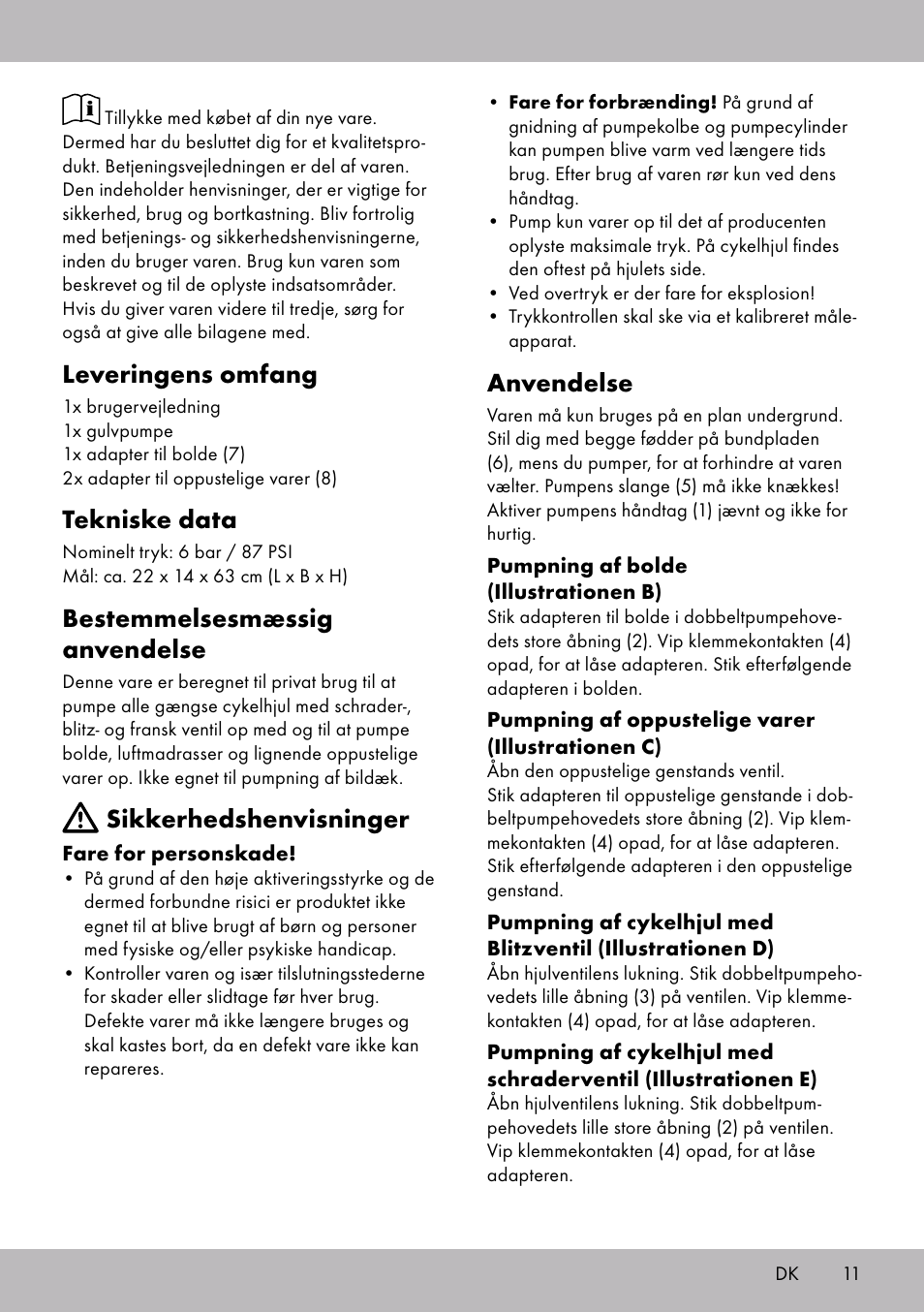 Leveringens omfang, Tekniske data, Bestemmelsesmæssig anvendelse | Sikkerhedshenvisninger, Anvendelse | Crivit SP-1854 User Manual | Page 9 / 18